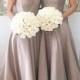 Simple Bridesmaid Dress - Silver V-neck Ruched Taffeta with Sweep Train