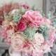Silk Wedding Bouquet - Pink Bouquet - Long-lasting Bouquet - Bridal Bouquet - Artifical Bouquet - Peonies, Roses, Garden Roses, Hydrangeas