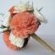 Bridesmaid Bouquet -Jr. Bridesmaid Bouquet - Keepsake Centerpieces - Wedding Bouquet - Wedding Centerpieces - Coral Wedding Flowers - Coral