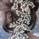 Ivory Pearl And Rhinestones Wedding hairpiece, boho Wedding hair vine , Bridal hairpiece, Wedding accessories, pearl headpiece,hair vine