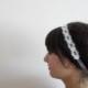 Ivory Lace Headband, Lace Wedding Headband, Bridal hair, Bridesmaid Headpiece, organza ribbon Hair Accessory