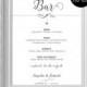 DIY Wedding Bar Menu Sign Printable, Bar sign, poster, Editable sign, Wedding Signage, Digital Instant Download,  Dangling Heart -1