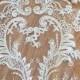 Wedding Lace Applique, Bridal Gown Applique, Ivory Lace Applique, Floral Embroidery Lace Applique
