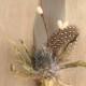 Rustic Natural Dried Eryngium Thistle Boutonniere Grooms Buttonhole Everlasting Keepsake