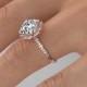 Moissanite Engagement Ring, Rose Gold Ring, Diamond Halo Engagement Ring, Vintage Ring, Art Deco Engagement Ring