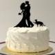 CAT + BRIDE & GROOM Silhouette Wedding Cake Topper With Pet Cat Family of 3 Hair Down Cake Topper Bride and Groom Cake Topper