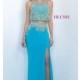 Long Strapless Blue Prom Dress with Removable Overlay by Blush - Discount Evening Dresses 