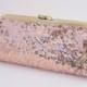 Rose Gold Shimmer Sequin Clutch Purse - Bridesmaid/Bridal/Evening/Wedding/Formal/Prom Hand Bag- Includes Shoulder Chain - Ready to Ship