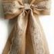 Pew Bows, Burlap and Lace Bow, Rustic Wedding Decor, Burlap and Lace Pew Bows, Burlap and Lace Wedding Bows, Bridal Shower Decor, Home Decor