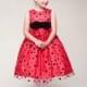 Red Dress w/ Black Velvet Bow & Dots Style: D957 - Charming Wedding Party Dresses