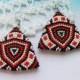 Red earrings Ethnic earrings Native earrings Dangle earrings Triangle earrings Boho earrings Beaded earrings Seed bead jewelry Gift for her