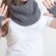 Fingerless Gloves and Chunky Scarf, Gray collar scarf, Knit Scarf, Infinite scarf Gray Handknit Winter Scarf Girlfriend Gift Mom Gift