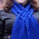 blue cowl scarf winter scarf knitted scarf fashion knit scarf circle scarf unique scarf Xmas gift scarf with knot woven scarf gift for mom