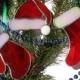 Christmas decorations Stained glass socks, glove and hat of Santa Claus Red Christmas tree decor Tiffany