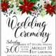 Wedding invitation card template with winter bridal bouquet wreath flower Poinsettia