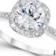 1.25CT Diamond Engagement Ring Cushion Halo Vintage Ring 14 KT White Gold Round Brilliant Cut Vintage Antique