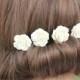 Ivory Rose Bobby Pins Set of Five Clips Wedding Bridal Hair Slides Cream White Romantic  Floral Accessories Flower Hair Clips Flower Garden