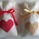 Heart embroidered off white Linen wedding favour bags, custom wedding candy bags,custom  thank you bags, cross stich embroidery, set of 10