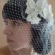 Lace birdcage veil, bridal veil, full birdcage veil, chin birdcage veil, Alencon lace veil, lace headpiece veil, detachable veil, veil sale,