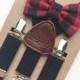 Baby Bow Tie and Suspenders, Toddler Bow Tie and Suspenders, Buffalo Plaid Bow Tie Black Suspenders