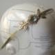 Brass bridal headband crystal jewel victorian vintage style leaves romantic bronze gem rhinestone