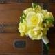 Yellow Rose Bouquet with Yellow Freesia (Real Touch Flowers, Artificial Bouquet, Light Yellow and Green Bouquet)