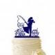 Glitter Bride and Groom and Fishing Pole - Wedding - Anniversary -  All You Need Is Love And A Fishing Pole - 068