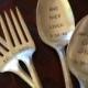Happily Ever After   Wedding Forks and Spoons Stamped Vintage Silverplate Set