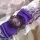 Purple and White Garter with Cameo