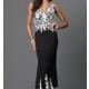 Long Black Prom Dress with White Lace by Elizabeth K - Discount Evening Dresses 