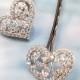 Heart Hair Pin made with Cubic Zirconia, ONE Crystal Heart Bobby Pin
