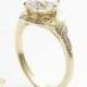 14K Yellow Gold Moissanite Engagement Ring Leaf Engagement Ring Unique 2Ct Moissanite Ring