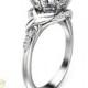 14K White Gold Moissanite Engagement Ring Leaf Design Engagement Ring Unique 2Ct Moissanite Ring