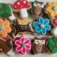 Woodland mini sugar cookies or large 3.5" with royal icing owl,squirrel,deer,flowers, mushroom,leaves