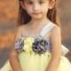 Wedding Flower Girl Dress  Grey Yellow Flower Girl Tutu Dress  Baby to 2T