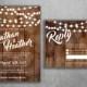 Rustic Country Wedding Invitations Set Printed - Cheap, Burlap, Kraft, Wood, Affordable, Woodsy, Lights, Outside, Elegant, Summer, Southern