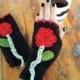 Black Handmade Gloves, Crochet Gloves, Wool Gloves, Knit Gloves, Christmas Gift, Knitted Gloves, Fingerless Gloves, Gifts for Mom