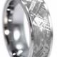 Men's Tungsten Wedding Band, Meteorite Ring With Tungsten Carbide, Unique Men's Ring