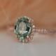 Spring Green Sapphire Diamond Ring 14k rose gold engagement ring by Eidelprecious