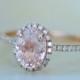 Peach Sapphire Ring, Peach Sapphire Engagement Ring, Peach Pink Sapphire Ring, Oval Cut Engagement Ring, 14k Rose Gold