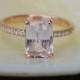 Blake Lively ring Peach Sapphire Engagement Ring emerald cut 14k rose gold diamond ring 2.67ct sapphire ring