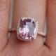 Rose gold engagement ring sapphire ring 2.42ct cushion sapphire 14k rose gold diamond ring