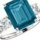 10x8mm 3 carat London Blue Topaz & Diamond Platinum Ring Blue Topaz Anniversary Ring Topaz Engagement Rings for Women Xmas Gifts for Her 3ct