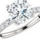 8mm 2 Carat Round SUPERNOVA Moissanite & Diamond Engagement Ring 14k, 18k or Platinum, Moissanite Rings, Anniversary Gifts for Women 2ct
