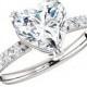 1.80 Carat Heart SUPERNOVA Moissanite & Diamond Engagement Ring 14k, 18k or Platinum, Heart Shaped Engagement Rings for Women Christmas Gift