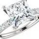 2.30 Carat Square SUPERNOVA Moissanite & Diamond Engagement Ring 14k, 18k or Platinum, 7.5mm Princess Moissanite Rings Cyber Monday 2016