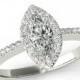 1.80 ct Marquise Supernova Moissanite & Diamond Engagement Ring 14k, 18k or Platinum 12x6mm Marquise Moissanite Engagement RIngs for Women