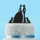 Silhouette Cake Topper with Two Dogs-Wedding Cake Topper-Bride and Groom Cake Topper-Personalzied Cake Topper Cake Decor-Funny Cake Topper