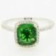 CERTIFIED  2.03 carats natural untreated chrome Tourmaline, 14K white gold  diamonds halo engagement ring with  JOAN-900G