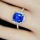 CERTIFIED  3.02 carat royal Blue sapphire ring 14k white gold ring  diamond ring Engagement ring P-093